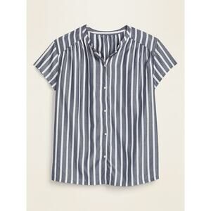 Old Navy Blue and White Striped Button Down Shirt